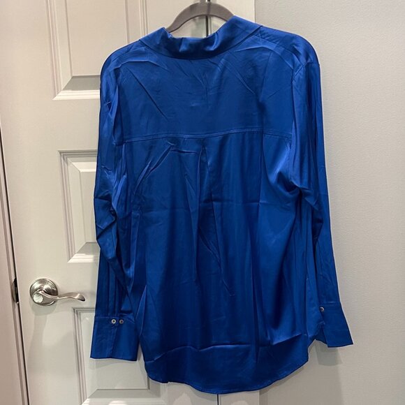 Gee Gee Royal Blue Button Down Blouse - Picture 3 of 8